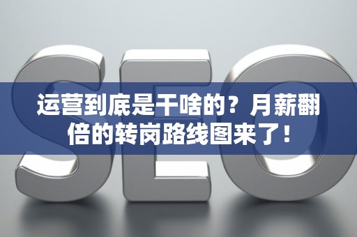 运营到底是干啥的？月薪翻倍的转岗路线图来了！